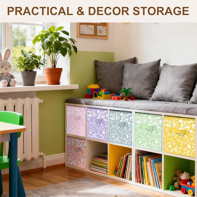 LemonRoad 6 Fabric Cube Storage Bin 11'' Classroom Bin,Macaron,Classic - Image 5