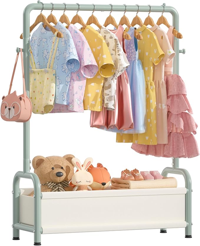 Kids Clothing Rack with Storage Shelf, Kids Dress Up Storage by Unknown