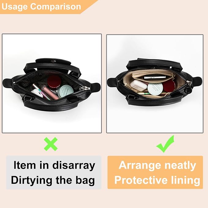 Small Purse Organizer Insert for Handbags, Felt Neverfull BB Organizer Insert,Mini Tote Bag Organizer with Zipper Pocket, Fit Neverfull BB Longchamp Xtra Energy S and More, Beige-XS - Image 5