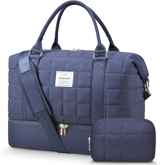 LOVEVOOK Travel Duffle Bag with Shoe Compartments - Carry on Overnight Bag & Weekender Bags for Women, Yoga Gym Bag with Wet Pocket, 2Pcs Set by LOVEVOOK