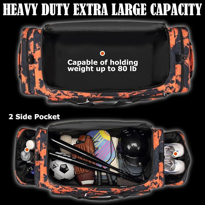 130L Extra Large Duffle Bag for Men, Heavy Duty Large Duffle Bag for Travel | Shoe Compartment, XL Sports Gym Equipment Bag for Hockey Football Baseball Basketball & More - Image 4