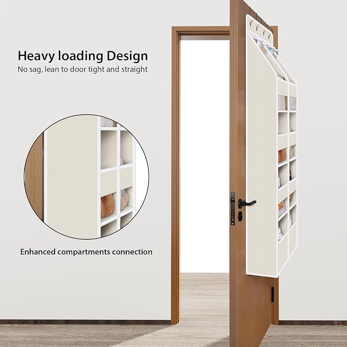 Univivi Upgraded Over the Door Organizer for Baby Nursery, Beige, 5-Shelf | Fabric Door Organizer with Clear Window Deep Pockets, Over Door Hanging Organizer for Baby Essential, Bedroom, and Dorm - Image 2