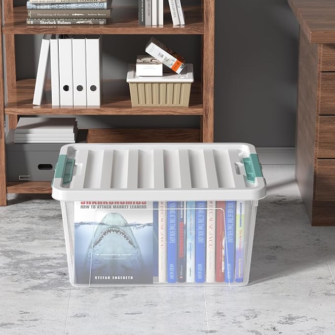 Gainhope 6 Pack 35 L Clear Plastic Storage Bin, Latch Storage Box with Lid - Image 5