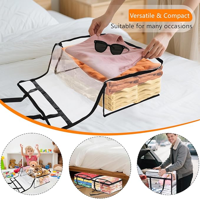 4 Pack Clear Clothes Storage Bags, 40L Vinyl Blanket Storage Containers with Heavy Duty Zipper, Foldable Moving Bags, Closet Organizers for Bedding, Clothing, Comforters, Linens, Duvet - Image 8
