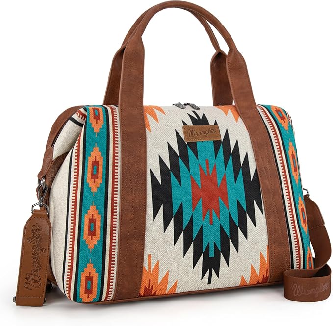 Wrangler Duffel Bag for Women Large Travel Weekender Bag Designer Aztec Carry On Bags, Beige by THEOFFICIALMONTANAWEST