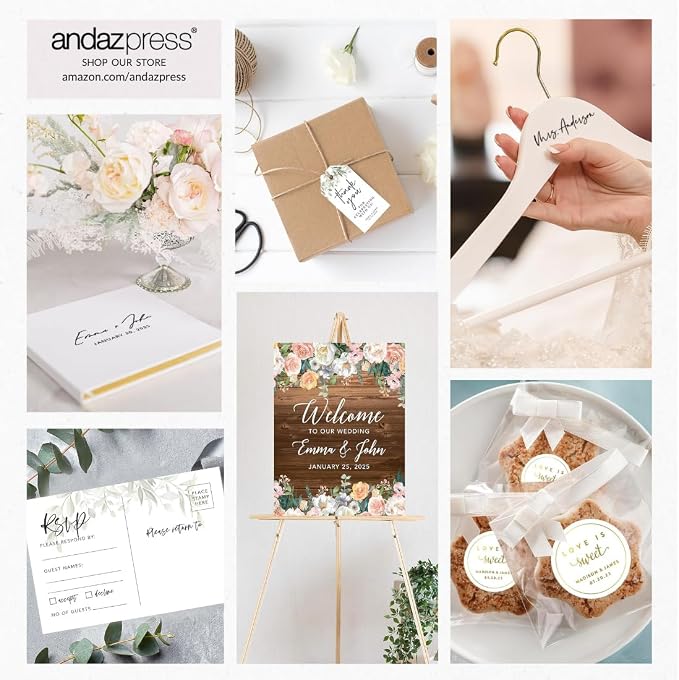 Andaz Press Custom Large Wedding Canvas Guestbook Alternative, 16 x 20 Inches, Rustic Wood Heart, Horizontal Personalized Sign Our Canvas, Welcome Sign for Fall, Rustic, Woodland Theme Events - Image 7