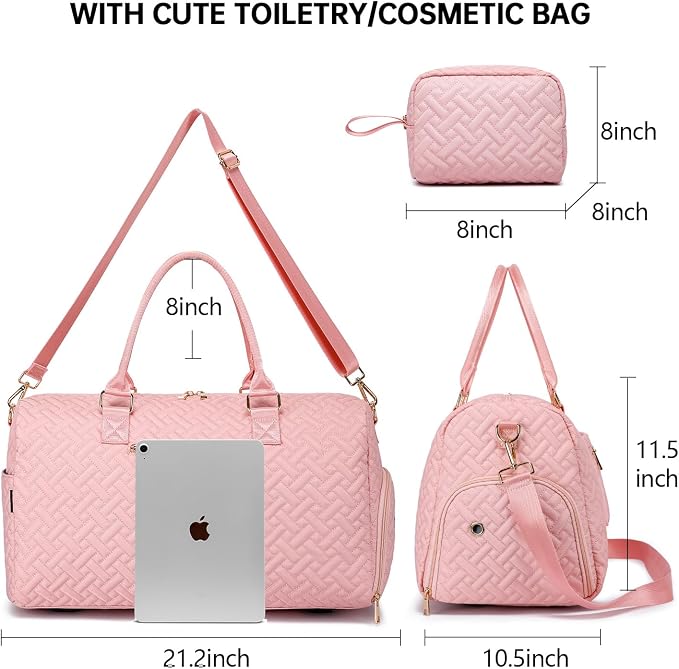 Duffle Bag for Travel, Weekender Bag with Shoe Compartment, Carry On Overnight Bag for Women with Toiletry Bag, Gym Bag with Wet Pocket, Hospital Bags for Labor and Delivery Beige - Image 2