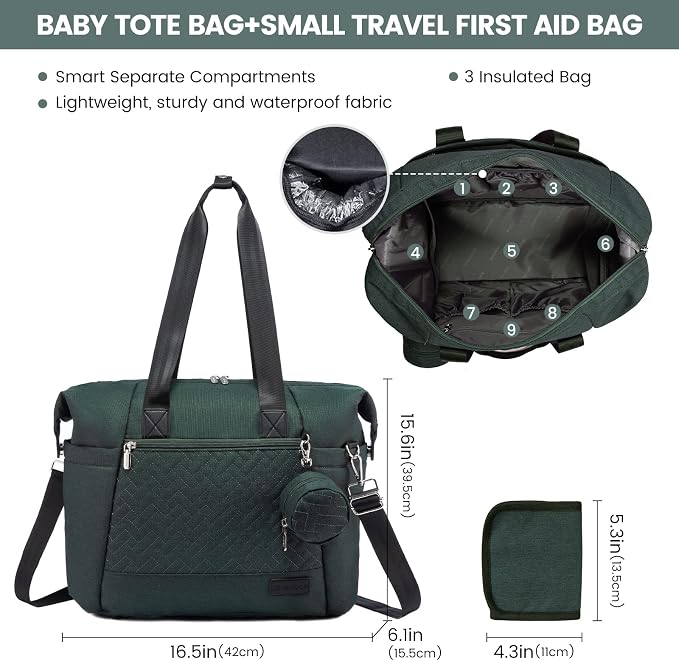 LOVEVOOK Diaper Bag Tote, Baby Diaper Bag Waterproof Travel Diaper Tote with Changing Pad - Image 4