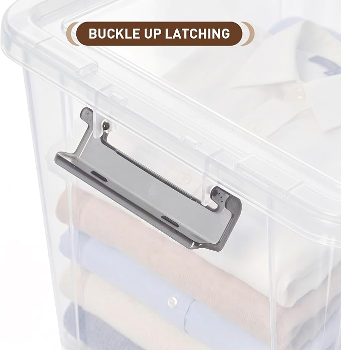 Citylife 32 QT Plastic Storage Bins with Latching Lids Stackable Storage Containers for Organizing Large Clear Storage Box for Garage, Closet, Kitchen, 8 Packs - Image 3