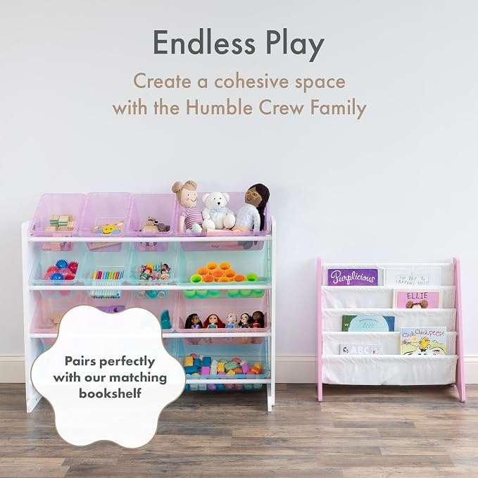 Humble Crew Kids Toy Organizer with 16 Bins, 4 Tier Storage for Playroom | Sturdy wood and steel toddler shelf, removable BPA-free containers, wall anchor anti-tip safety kit for bedroom or classroom - Image 8