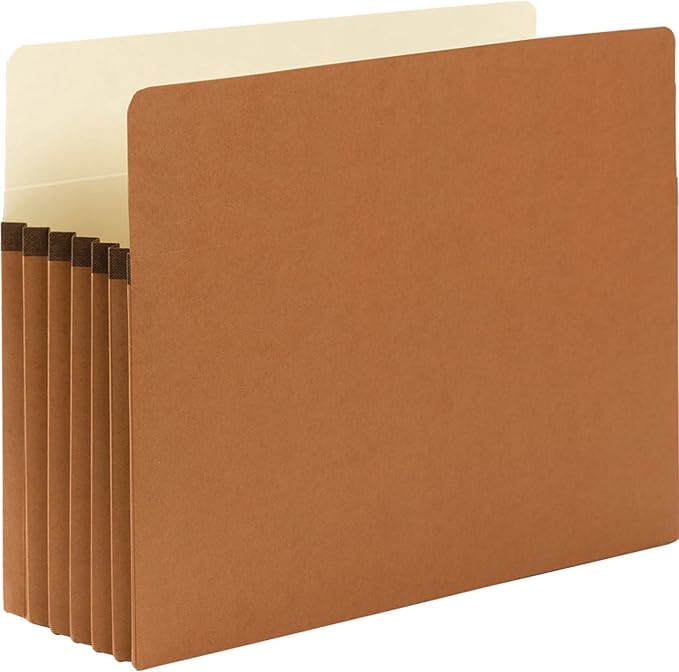 Smead File Pocket, Straight-Cut Tab, 5-1/4" Expansion, Letter Size, Redrope, 50 per Carton (73810) by SMEAD