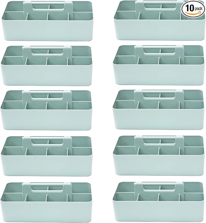 -Large Portable Caddy, DIY Dividers, 8 Compartments, School Office Supplies Home Business Organizer,Portable Basket with Handle Storage Organizer Modern Made in USA (10 PACK, Mint) by EnjoyOrganizer