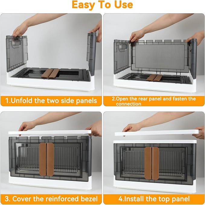 Storage Box, Cabinet with Lids, 8.4 Gallon (32L) Capacity, With Double Door and Lock, Foldable, Plastic, Underbed or Countertop Use, Home Organizer - Image 5