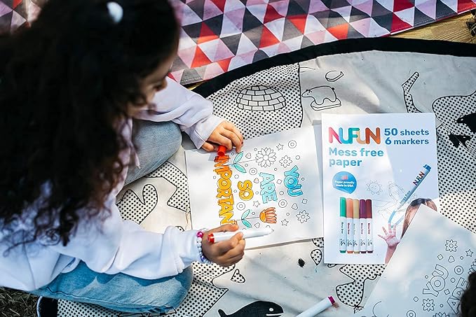 NuFun Activities Mess Free Markers 50 Blank Pages 6 Markers 8.5x11 | Mess-Free Coloring Formula, No Mess on Skin/Clothes, Gift for Kids - Image 5