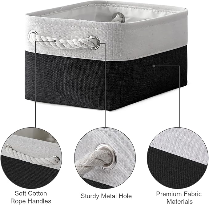 Storage Bins for Shelves - 12x8x5.2 inch 1 Pack Storage Baskets for Gifts Empty for Closet Organizing Dog Gift Cloth Toy Cubes Box (White & Black) - Image 6