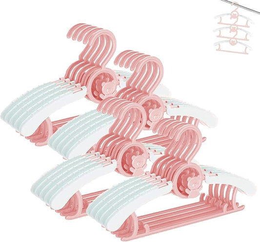 Baby Clothes Hangers 20 Pack, Plastic Kids Hangers Space Saving for Closet | Pink Hanger for Toddler Girl, Lightweight Anti-Slip Cascading Adjustable Children Infant Hangers, Ganchos para Ropa de Bebe by HGYZE