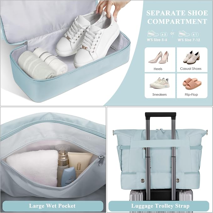 Gym Bag for Women, Personal Item Travel Bag with Shoes Compartment for Trip | Weekender Overnight Duffel Bag with Wet Pocket, Hospital Bag for Women Labor Delivery, Carry On Bag for Travel, Gym, Weekend - Image 4