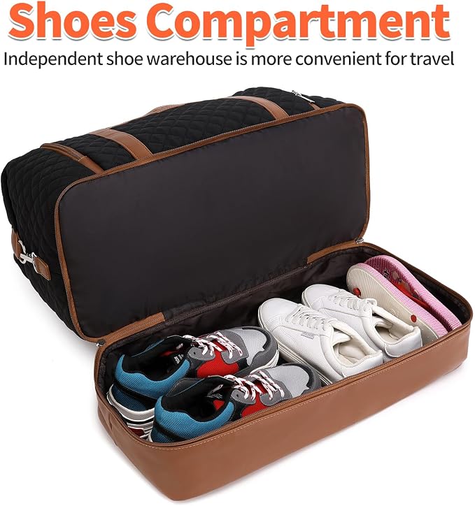 Weekender Bag, Large Travel Duffel Bag for Women, Carry on Overnight Bag with Shoe Compartment and Toiletry Bags - Image 7
