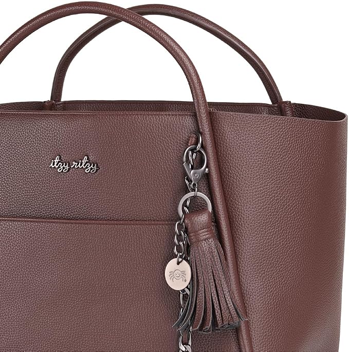 Itzy Ritzy Boss Tote Diaper Bag, Vegan Leather with Changing Pad | Includes Stroller Straps, 4 Pockets, Removable Tassel & Spacious Interior for Stylish Organization of Baby Essentials & More - Image 4