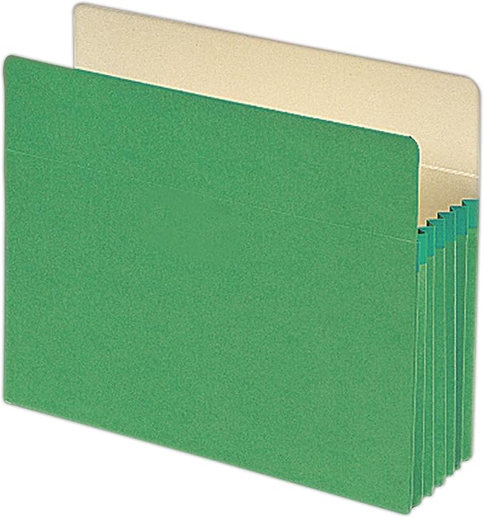 Smead File Pocket, Straight-Cut Tab, 5-1/4" Expansion, Letter Size, Green, 10 per Box (73236) by SMEAD