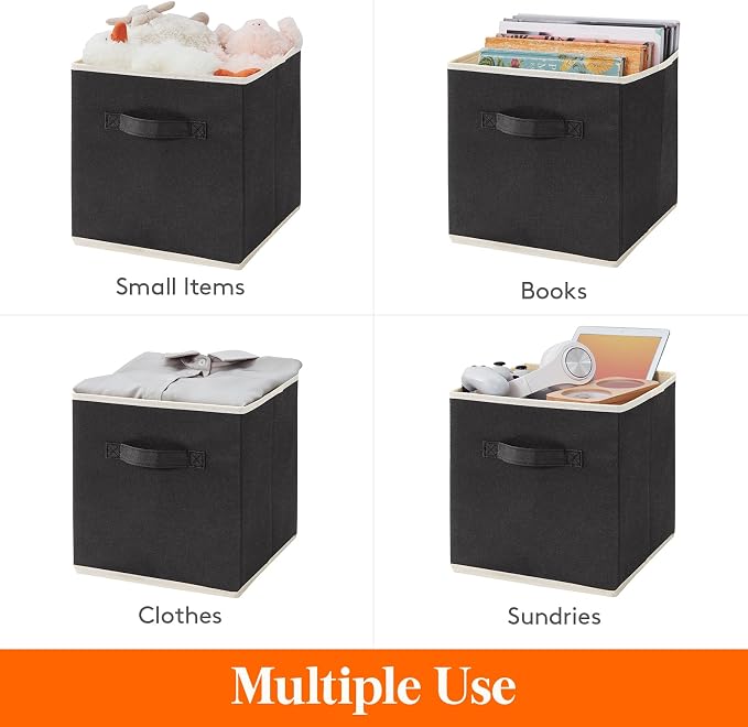 Lifewit Storage Cubes, 11 Inch Organizer Bins, 18L Black, 12 Packs | Foldable Decorative Fabric Storage Baskets for Organizing Home Organizers with Handles for Shelves, Closet - Image 4