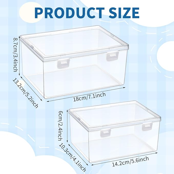 20 Pcs Plastic Playroom Storage Organizer Box Stackable Bins with Lids,Clear Storage Containers for Holds Small Toys, Building Blocks, Puzzles (7.09 x 5.2 x 3.43 Inch,5.6 x 4.1 x 2.4 Inch) - Image 2