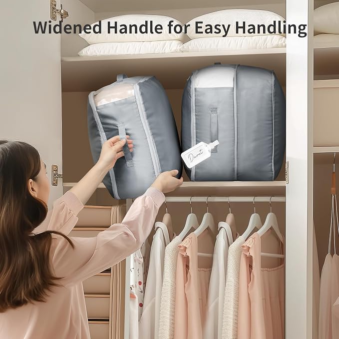 Comforter Storage Bag 66 L - 3 Pack Blanket Storage Organizer Compression Bags, Large Capacity Ultra Space Saving Self Organize for Bedding, Pillow, Duvet, Sheet Storage with Zipper Window - Image 3