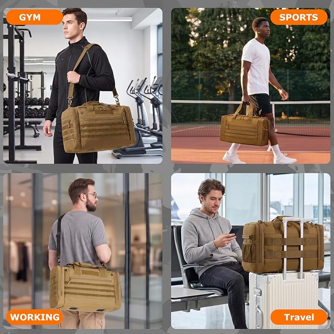 45L Large Duffle Bag for Men & Women - Military Tactical Gym Bag for Travel | Weekender Large Sports Bag with Dividers for Hockey Football Baseball Soccer Basketball & Team Training - Image 7