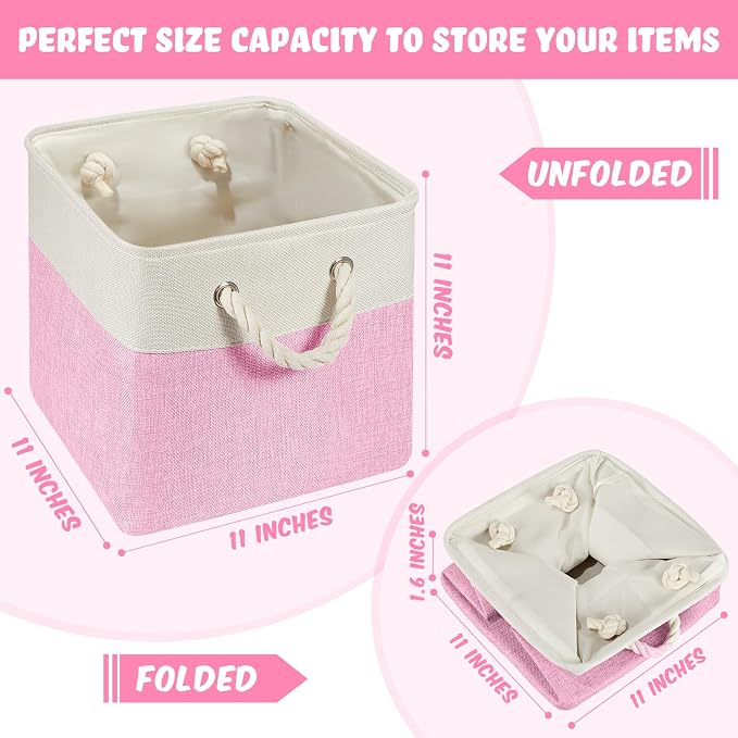6 Pack 11x11 Inch Cube Storage Bins Fabric Square Cube Baskets, Mermaid | Colorful Foldable Organizer with Sturdy Handles, Home Closet Bin for Shelves, Durable Cube Baskets Bulk for Home Storage - Image 2