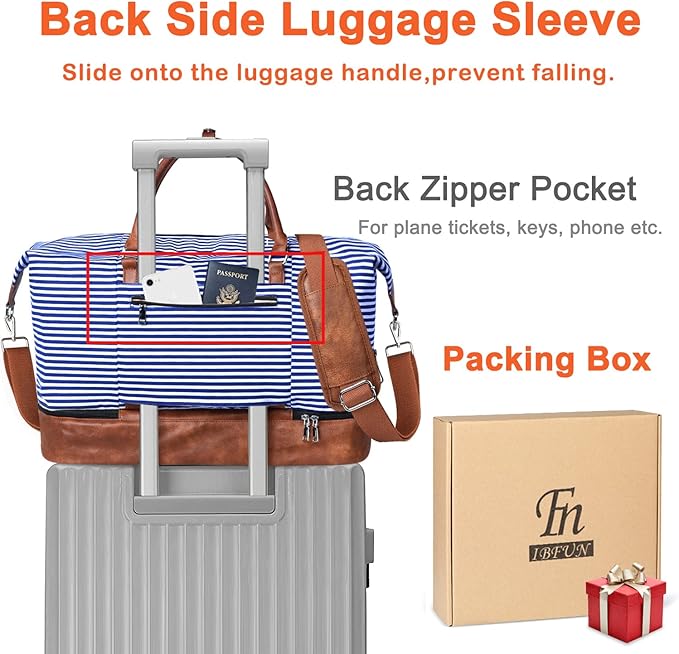 Weekender Bags for Women, 21" Travel Duffle Bag with Shoe Compartment | 3PCS Carry On Overnight Large Duffel Bag with Crossbody Bag and Toiletry Bag for Weekend Travel Gym Hospital Business Trip - Image 5