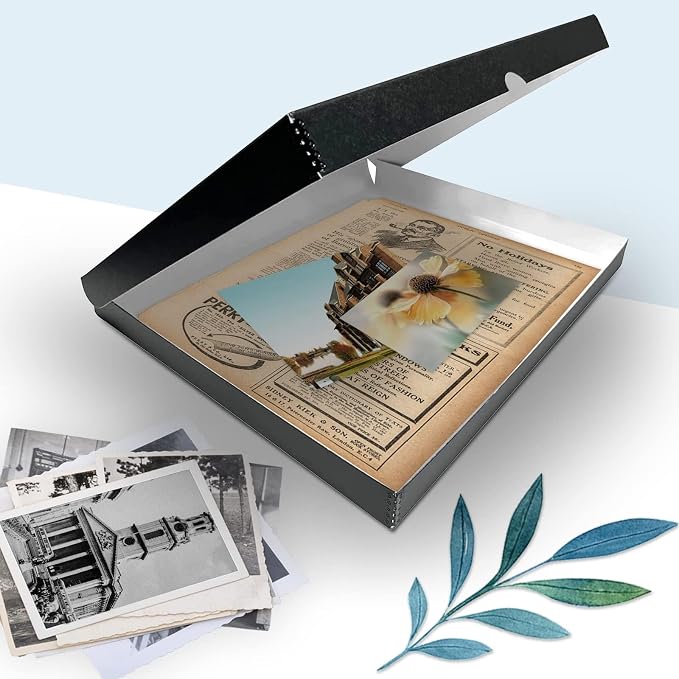 Golden State Art, Clamshell Archival Storage Box 16x20, Black, Pack of 2 | Acid-Free Photo Box with Metal Edge Corner, Preserve And Store Paper Documents Cards Prints Arts and Crafts DIY Projects - Image 6
