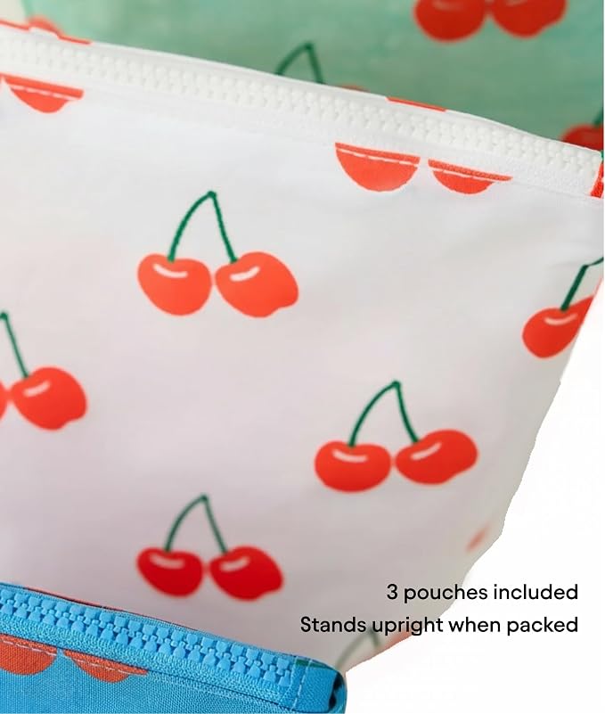 Zipper Pouch 3 Piece Set Diaper Bag Organizer for Baby Essentials | Stand up gusseted nylon pouches that fold flat when empty. Reusable on the go travel storage for snacks clothes toys and more - Image 4