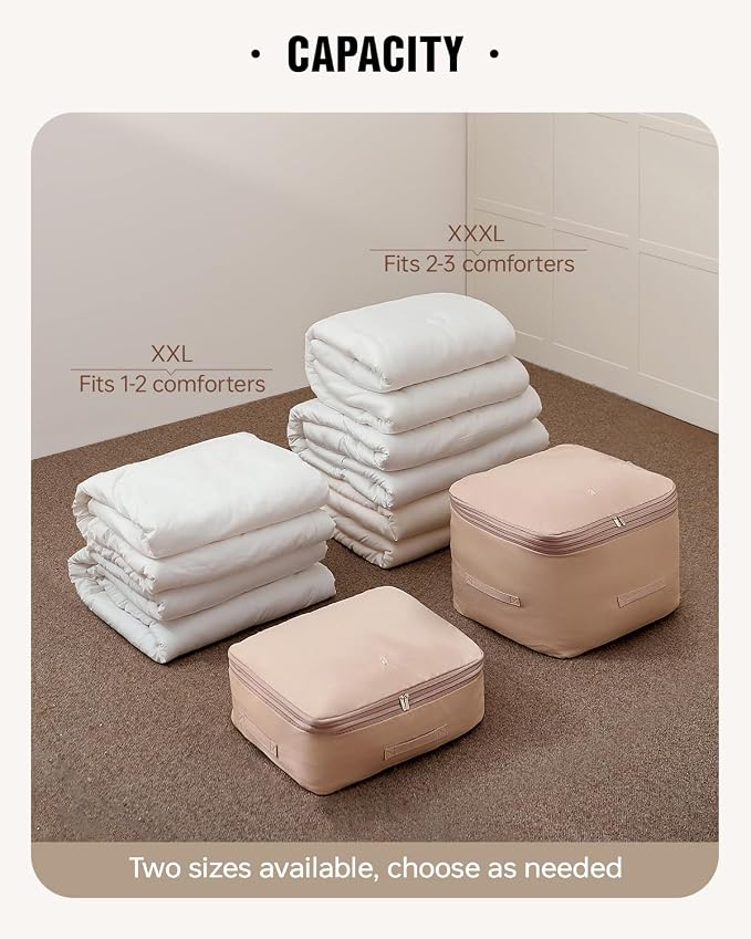 Eachy 3-Pack Comforter Storage Bag Blanket Storage Bags, 136L Compression Storage Bags for Blanket Comforter, Ultra Space Saving Self Compression Organizer - Image 5