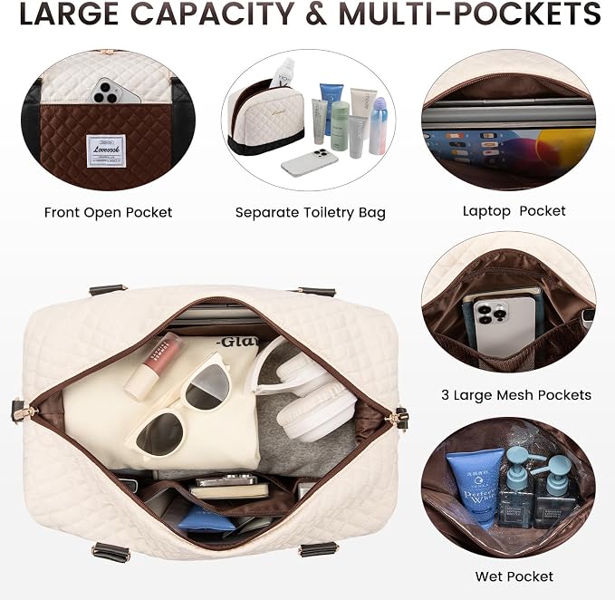 LOVEVOOK Travel Duffle Bag,Weekender Bags for Women with Shoe Compartment，Carry on Overnight Bag with Toiletry Bag,Gym Duffel Bag with Wet Pocket, Hospital Bags for Labor and Delivery - Image 3