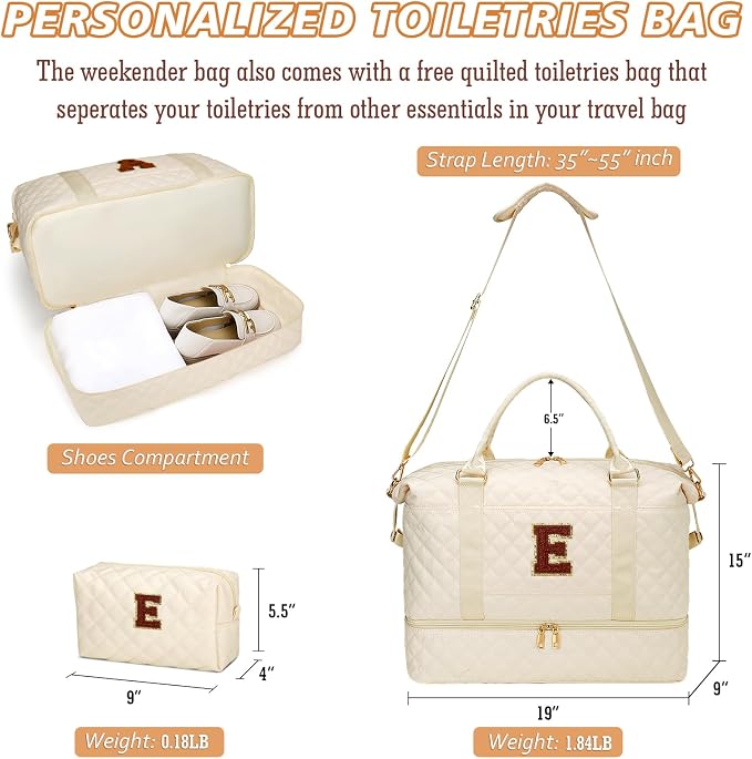 Teen Girl Gifts Travel Duffle Bag Weekender Bags(Beige,E) | Women Gifts-Travel Weekend Bags-Overnight Bags for Women with Shoe Compartment - Image 7