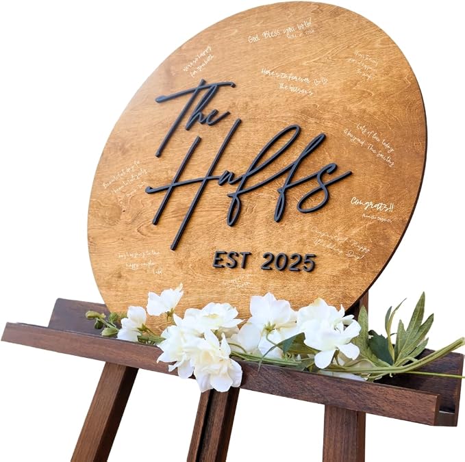 Personalized Round Guest Book Alternative Sign, Unique Guest Book Sign, Custom Alternative Guest Book, Wooden Guest Book, Wedding Ceremony Guestbook Sign (Design 1) by Obsidian+Home+Creations