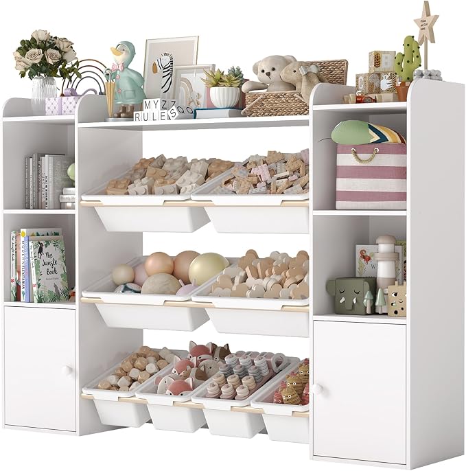 Toy Storage Organizer with 8 Toy Bins, Kids Toy Organizers and Storage with Shelf, Toddler Bookshelf and for Classroom, Living Room, Kids Room, Playroom - Image 8