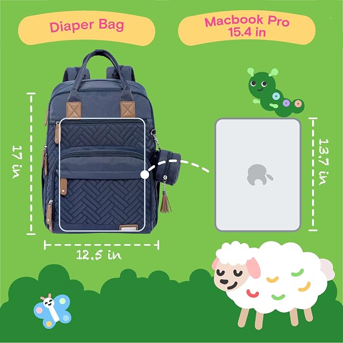 iniuniu Baby Diaper Bag Backpack, 4 in 1 kit Large Capacity Travel Backpack | Waterproof Backpack for Moms Dads,Travel Backpack with Pouch,Washable Changing Pad, Baby Essentials - Image 6