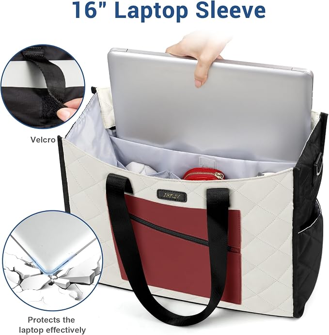 IBFUN Utility Tote Bag with 24 Pockets, Large Teacher Travel Tote for Women | Large Work Tote Bag 2pcs with Zipper for Travel Daily School Teacher Nurse, Large Lightweight Laptop Shoulder Bag Handbag - Image 3