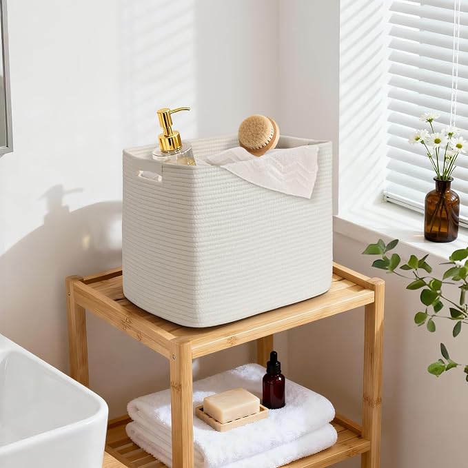 15×13 Inch Storage Cubes, 3 Pack Cube Storage Bins for Organizing, Cotton Rope Woven Baskets for Shelves, Bathroom, Kids Room, Closets, Baby Nursery - Image 3