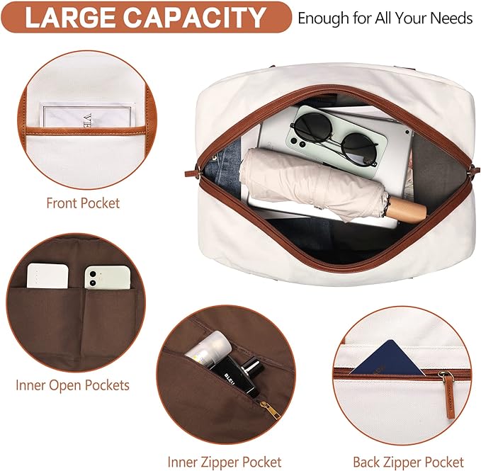Weekender Bag for Women Canvas Overnight Bag Large Travel Tote Bag Carry on Shoulder Duffle Bag With Shoe Compartment,Perfect for Travel/Daily Use/Birthday Gift … - Image 4