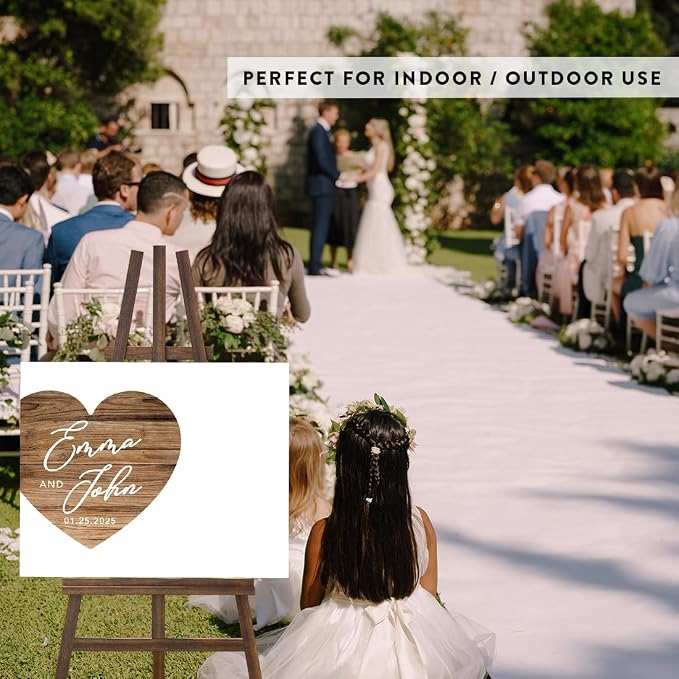 Andaz Press Custom Large Wedding Canvas Guestbook Alternative, 16 x 20 Inches, Rustic Wood Heart, Horizontal Personalized Sign Our Canvas, Welcome Sign for Fall, Rustic, Woodland Theme Events - Image 5