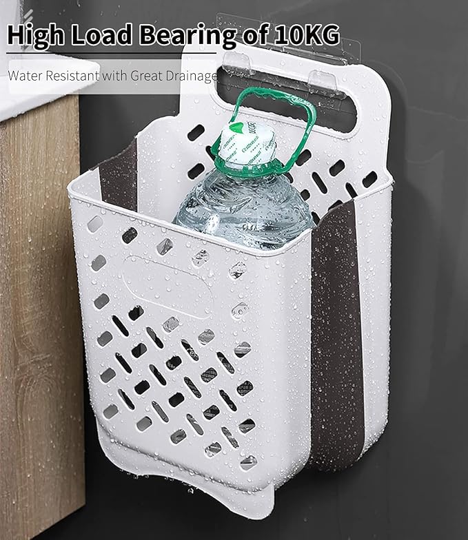Plastic Foldable Laundry Basket with Handle, 35L Wall Mounted Laundry Hamper Freestanding Dirty Clothes Hamper, Collapsible Laundry Baskets Pop Up Hamper Storage Container for Snacks Dolls - Image 7