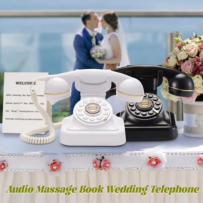 Audio Guest Book Wedding Phone can Record Customized Audio Guest Books for Weddings, banquets and Parties, and it Supports Playing Guests' Voice Message Information on The Device Itself.White - Image 2