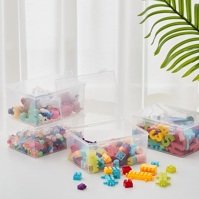 SiliFine 10 Pcs Clear Plastic Storage Bins with Lids Stackable for Toys | 7.1 x 5.2 x 3.4 Inch, Stackable, Organizer Containers, for Playroom Shelves, Holds Puzzles, Small Building Blocks, Crafts - Image 5