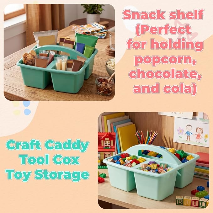 Kathfly 18 Pack Classroom Caddy Organizer with Handle, Plastic Art Craft Cleaning Caddy Bulk, Small Multipurpose Supply Organization Storage Basket for Table Desk Office Pencil Teacher (Morandi Color) - Image 6