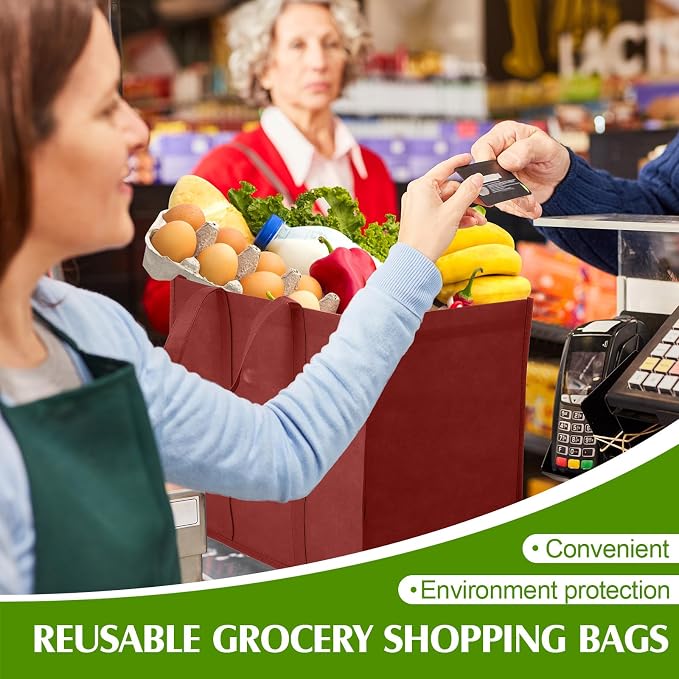 Hillban 30 Pack Large Reusable Shopping Bags Bulk | Heavy Duty Foldable Grocery Bags 16 x 13 x 10 Inch, Washable Portable Storage Totes with Reinforced Handles - Image 7