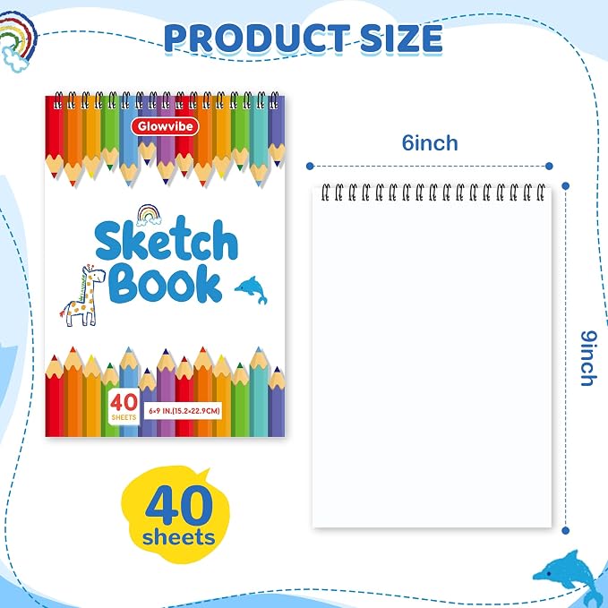 6" x 9" Sketch Book, 24-Pack 40 Sheets Drawing Paper Pad for Kids Coloring, Writing or Painting, Kid Drawing Pad & Art Supplies, Sketch pad Kids Ages 3+ (6" x 9"(Pack of 24)) - Image 2