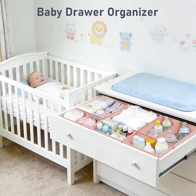 DIMJ Drawer Organizer Clothes 26 Pack - Foldable Baby Organizers and Storage Dresser Organizer for Bedroom, Closet Nursery Organization Dresser Dividers for underwear, Sock, Bra, Belt, Tie - Image 3