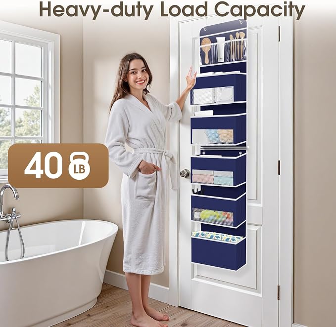 1Pack Over The Door Organizer Large Capacity Hanging Storage Room Organizer | 40 lb Capacity, Ultra-Sturdy, Detachable, Mesh Design with Clear Window, Space-Saving Organizer for Pantry, Nursery & Closet - Image 5